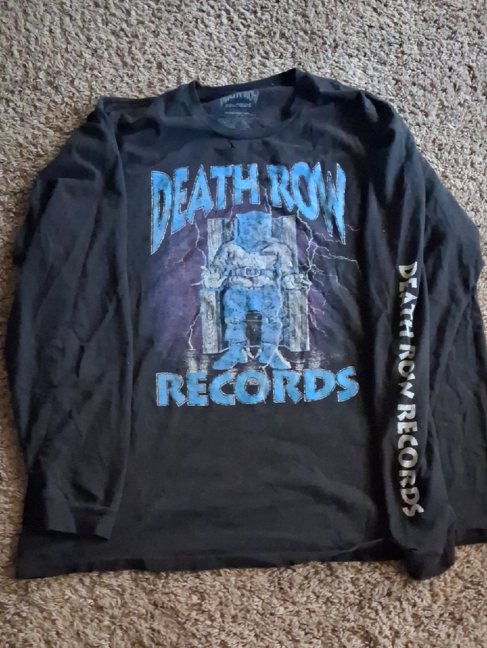 Vintage Death Row Records Men's Black Long Sleeve Graphic Tee